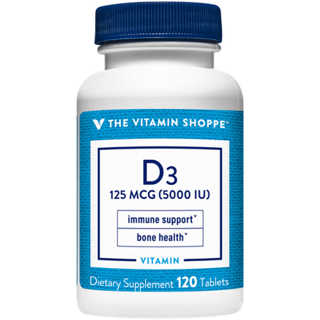 The Vitamin Shoppe Vitamin D3 tablets 5000 IU bottle front