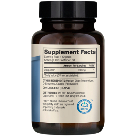 Supplement Facts label for Mercola Ubiquinol CoQ10 100 MG