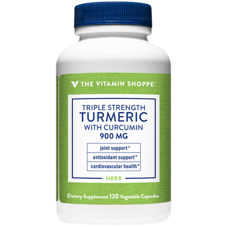 The Vitamin Shoppe Turmeric with Curcumin capsules 900 MG bottle front