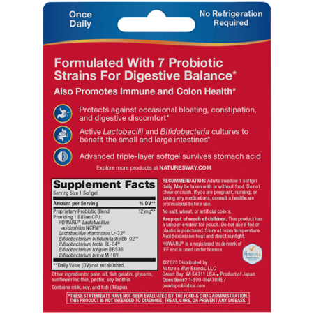 Supplement Facts label for Probiotic Pearls Digestive Balance