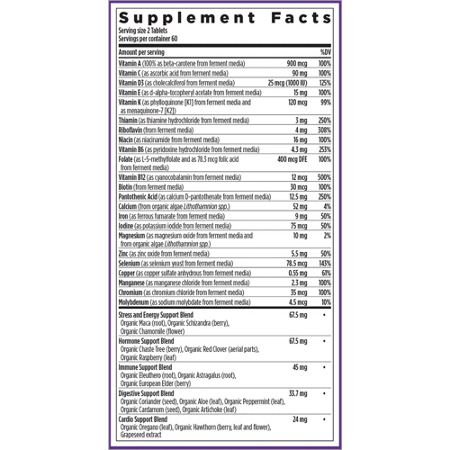 Label for New Chapter Organic Multivitamin for Women