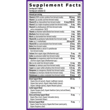 Label for New Chapter Organic Multivitamin for Women 40+