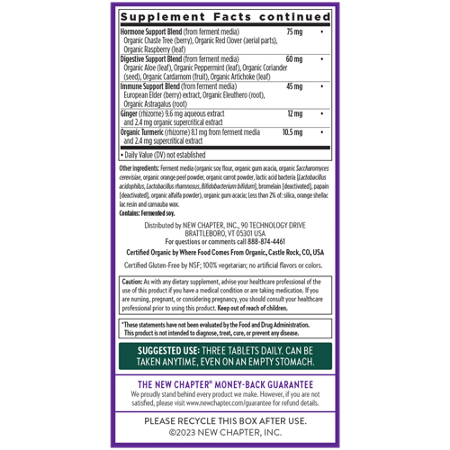 Supplement Facts label for Women's Multivitamin 40+