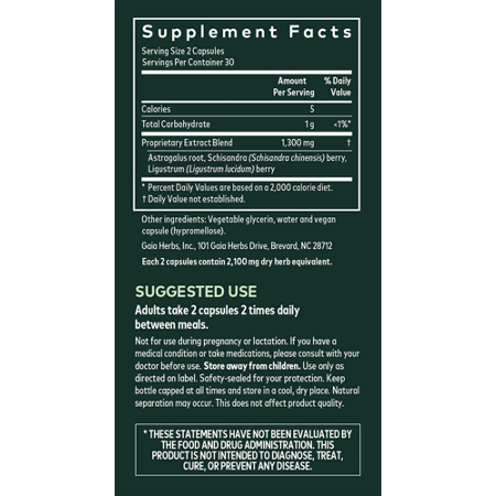 Gaia Herbs Astragalus Supreme supplement label