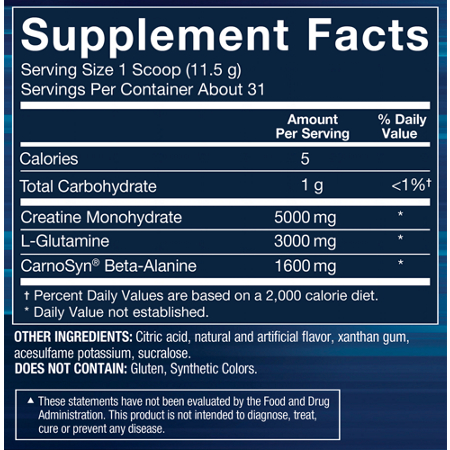 BodyTech Creatine Glutamine Supplement Facts Label