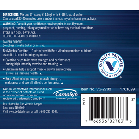 Directions for BodyTech Creatine Glutamine with Beta-Alanine Powder Fruit Punch