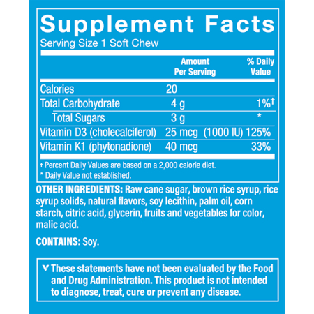 Vitamin D3 Soft Chews Label: Bone Health & Immune Support