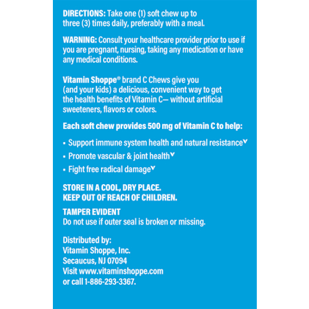 Directions for The Vitamin Shoppe Vitamin C Soft Chews 500 MG