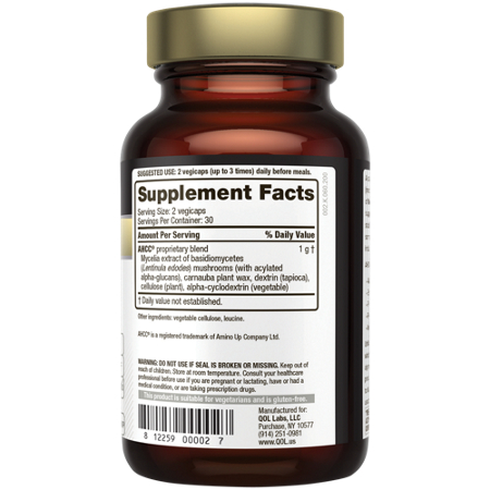 Supplement Facts for Quality of Life Kinoko AHCC Capsules