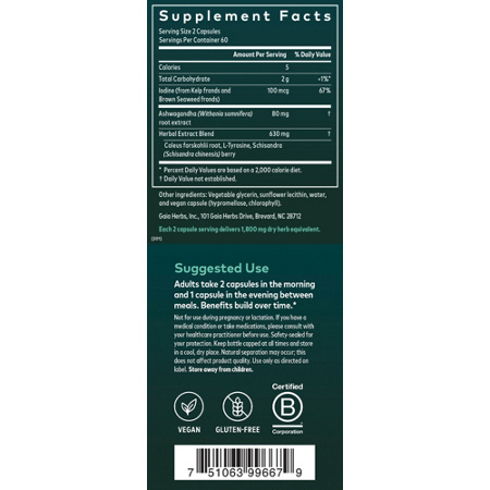 Gaia Herbs Thyroid Support Supplement Facts Label