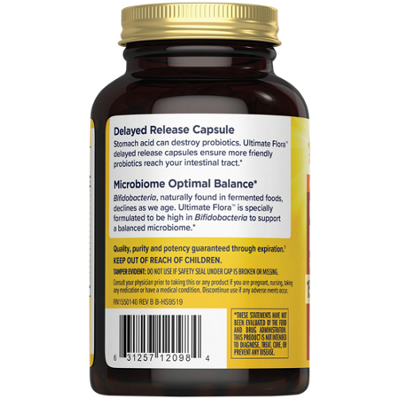Ultimate Flora Everyday Probiotic 15 Billion vegetable capsules back