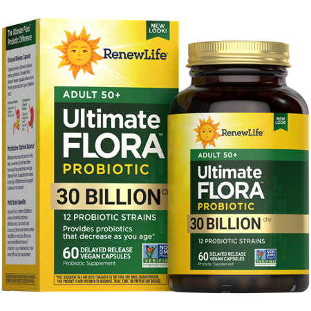 Renew Life Ultimate Flora Adult 50 Probiotic box and bottle front