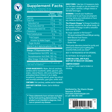 Supplement Facts for Fish Oil Smoothie Cardiovascular Support