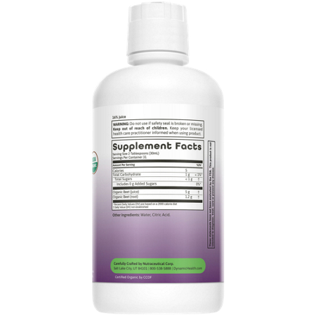Supplement Facts label for Dynamic Health Beet Root Juice