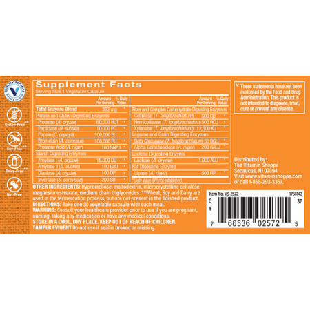 Supplement Facts label for Digest Extra supplement