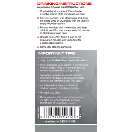 Herbal Clean QCarbo20 Clear Directions