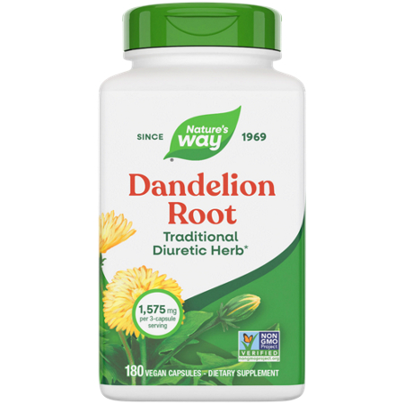 Natures Way Dandelion Root Traditional Diuretic Herb capsules 1575 MG front