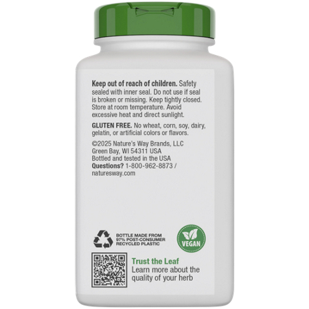 Natures Way Dandelion Root Diuretic Herb vegan capsules back