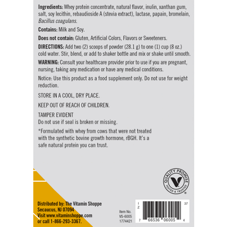 Directions for True Athlete Natural Whey Protein Vanilla