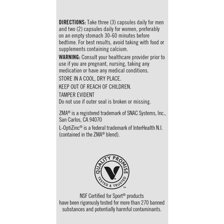 Directions for True Athlete ZMA with Theanine