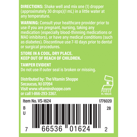 Directions for The Vitamin Shoppe Alcohol-Free Ginkgo Biloba Extract 1000 MG