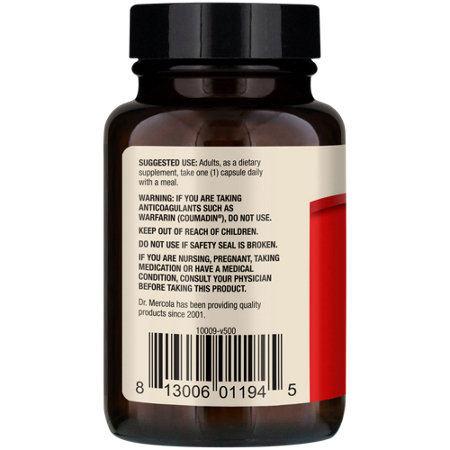 Mercola Vitamin K2 with MK-7 capsules back