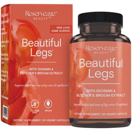 Reserveage Nutrition Beautiful Legs Vegetarian Capsules box and bottle front
