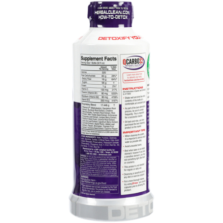 Herbal Clean QCarbo32 with Eliminex Plus bottle back