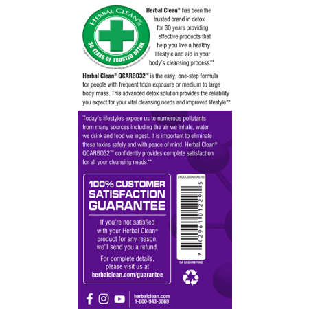 Herbal Clean QCarbo32 grape cleansing formula label