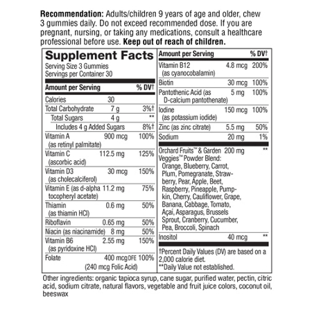 Natures Way Alive Adult Gummy Multivitamin Label
