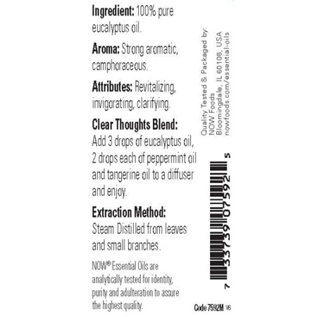 Now Foods Eucalyptus Pure Essential Oil label
