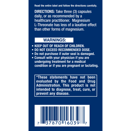 Directions for Life Extension Neuro-Mag Magnesium L-Threonate capsules 200 MG