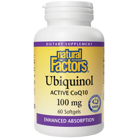 Natural Factors Enhanced Absorption Ubiquinol softgels 100 MG bottle front