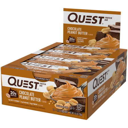 Quest Chocolate Peanut Butter Protein Bar box front