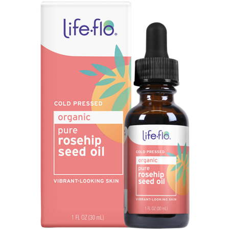 Life-Flo Organic Pure Rosehip Seed Oil bottle and box front