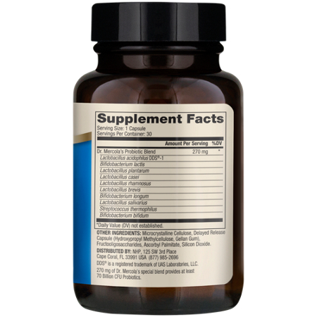 Mercola Complete Probiotics Supplement Facts label