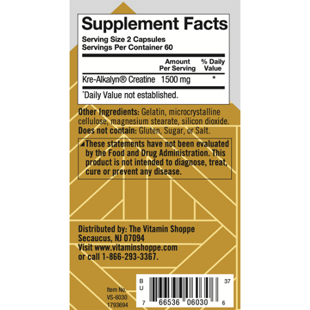Supplement Facts label for True Athlete Kre-Alkalyn