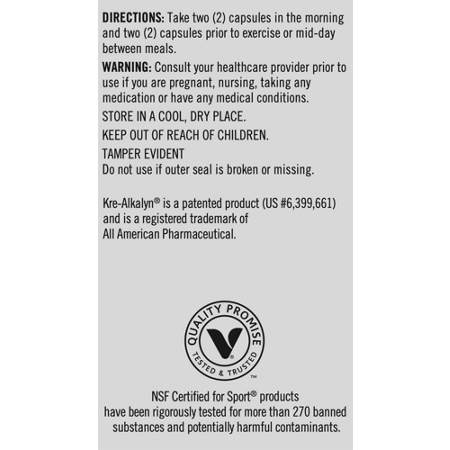 Directions for True Athlete Kre-Alkalyn capsules