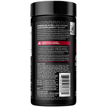 Hydroxycut Hardcore Elite Thermogenic bottle back