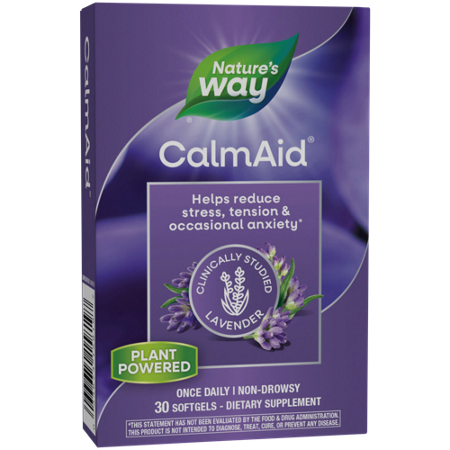 Natures Way Calm Aid Non-Drowsy Lavender softgels box front