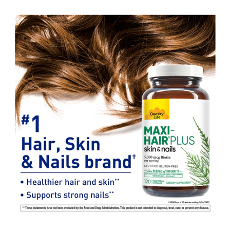 Country Life Maxi-Hair Plus Hair Skin & Nails Support capsules 5000 MCG view 5