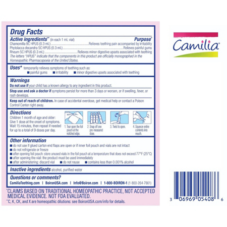 Directions for Boiron Camilia Teething Relief