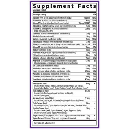 Supplement Facts for New Chapter Multivitamin Women 40+