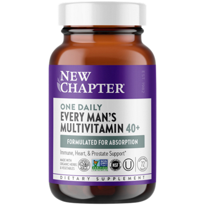 Organic Multivitamin for Every Man 40+ - Whole-Food Complex - Once Daily (72 Tablets)