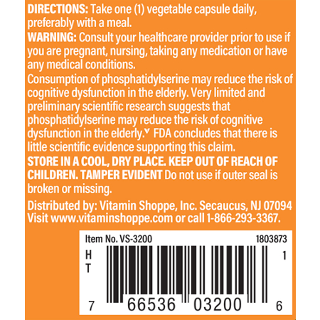 The Vitamin Shoppe Triple Strength Phosphatidylserine Directions
