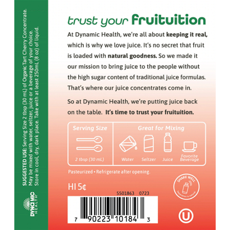 Directions for Dynamic Health Organic Tart Cherry Juice Concentrate