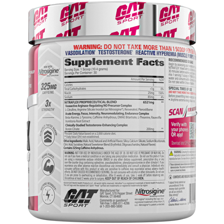 GAT Sport Nitraflex High Intensity Pre-Workout Fruit Punch container view 3