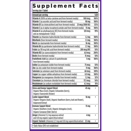 Supplement Facts label for New Chapter Organic Multivitamin for Every Man
