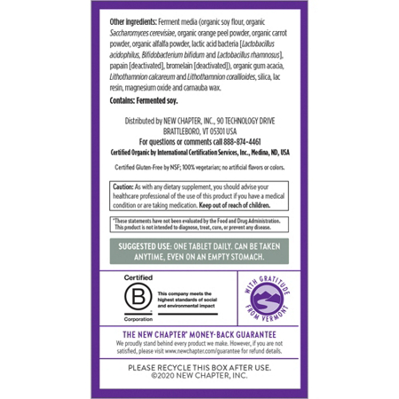 Directions for New Chapter Organic Multivitamin for Every Man 40 Tablets