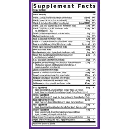 Label for New Chapter Organic Multivitamin 40+ Women